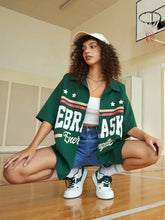 EZwear Letter Graphic Drop Shoulder Shirt